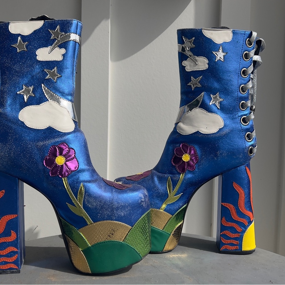 Colorful, 70's Glam Rock Inspired Platform  Boots